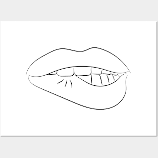 BITING LIPS Minimalist Hand Drawn Design Posters and Art